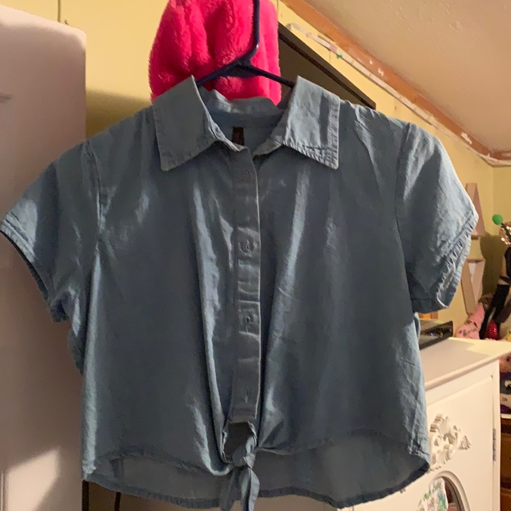 Cute Button Up Crop Top